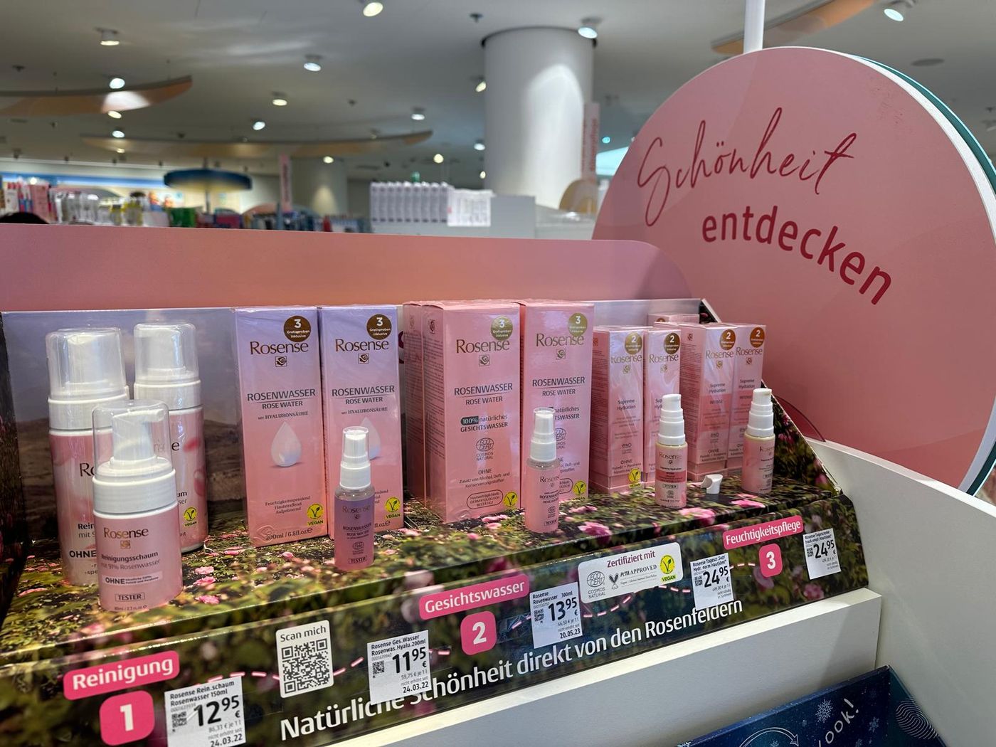 Rosense products on a drugstore shelf